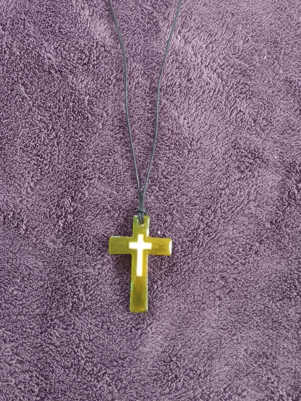 bronco cross resin necklace